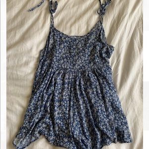 Blue and white paisley romper
